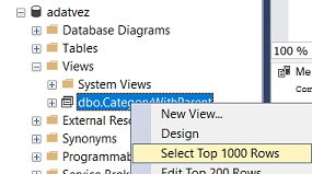 Nézet tartalmának listázása