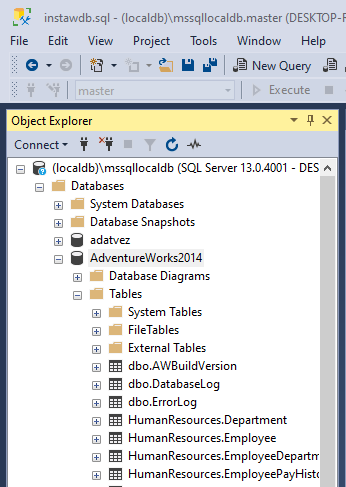 AdventureWorks adatbázis táblák